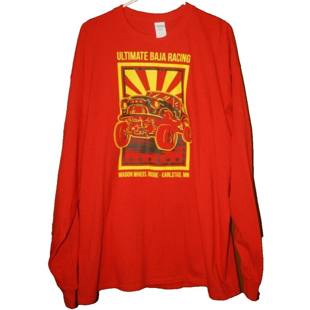 Ultimate Baja Racing Men's LS T-Shirt Sz 2XL Red Yellow Sports Cotton Gildan EUC